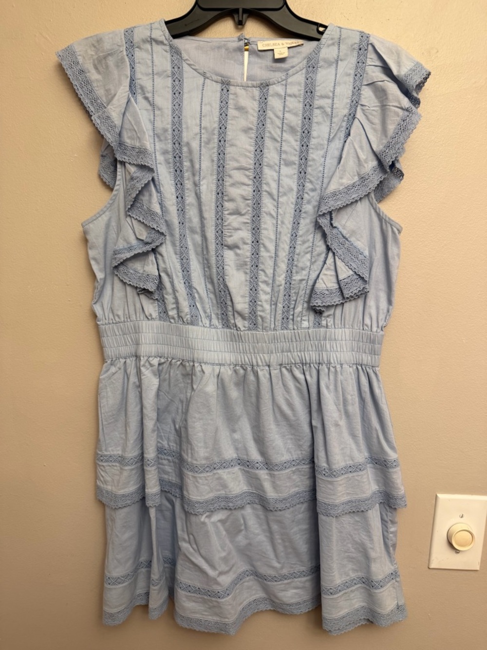Chelsea & Violet Powder Blue Lace-Trim Top